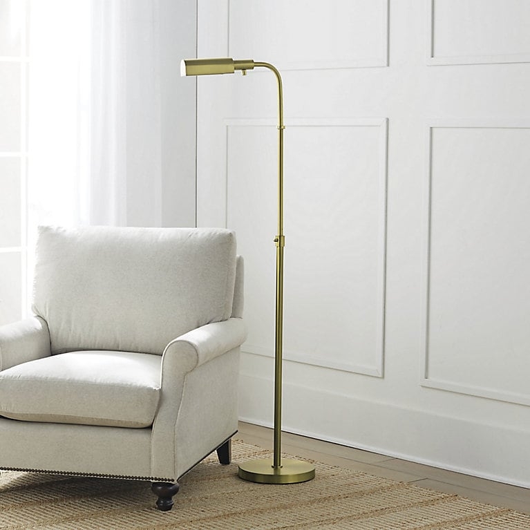 Floor Lamp Cordless Rechargeable Brass Finish with Telescopic Pole