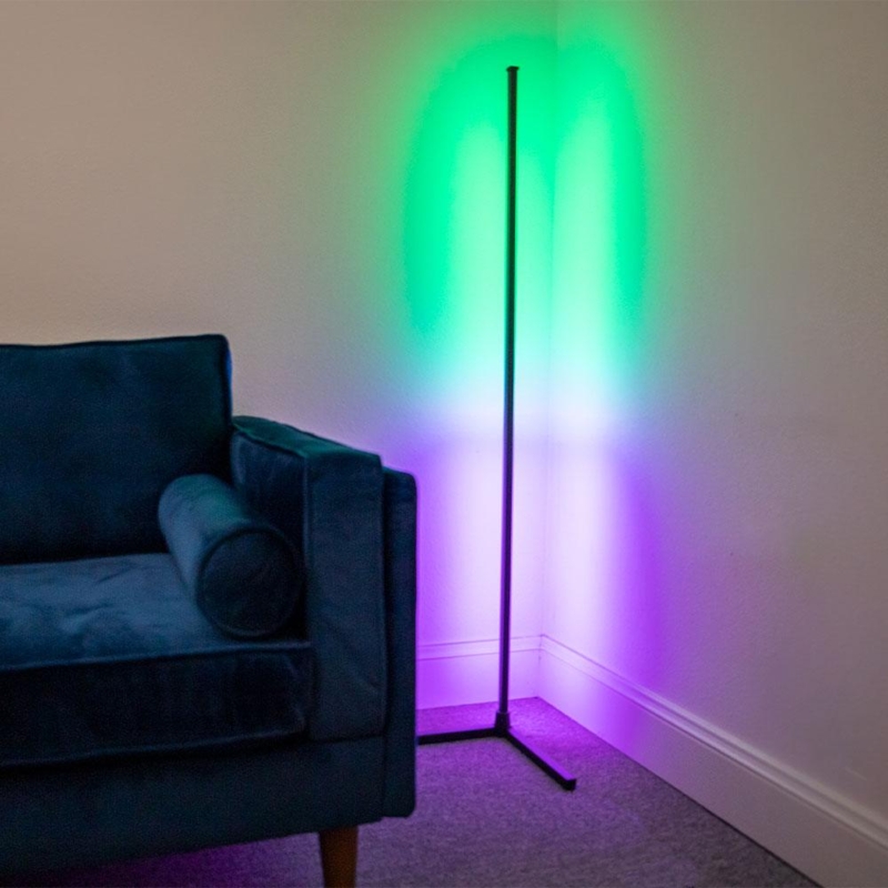 Floor Lamp Corner Fitting Base RGB Matte Black Slender Profile