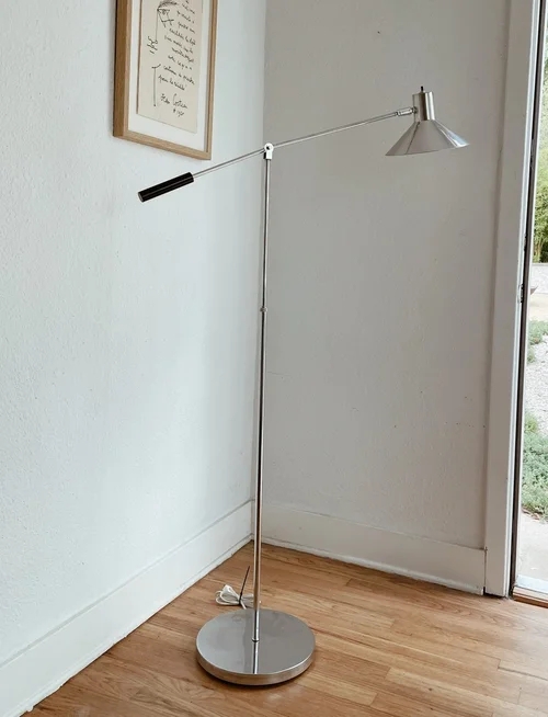 Floor Lamp Counterbalance Boom Arm Polished Chrome Adjustable Task Light