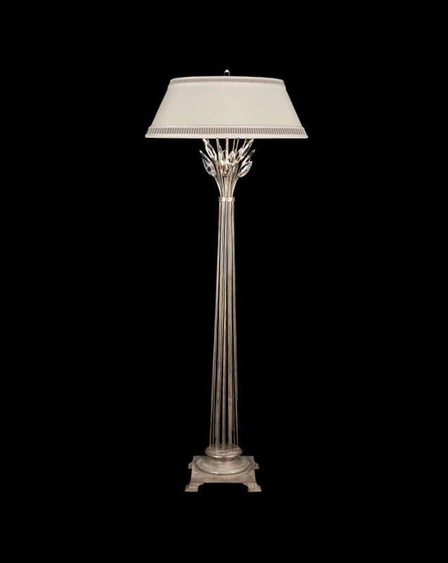 Floor Lamp Crystal Leaf Accents Organic Branch Stem Dark Bronze Tall