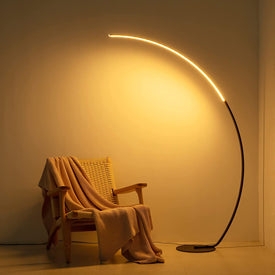 Floor Lamp Curved Silhouette Slim Profile Integrated LED Moody