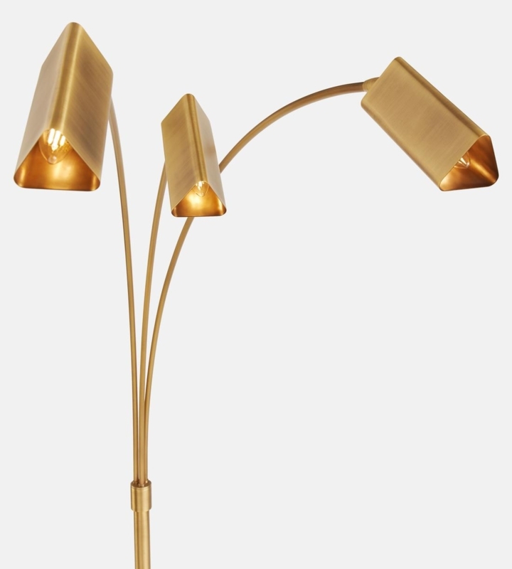 Floor Lamp Dark Bronze Three Head Adjustable Dome Shades Mid-Century