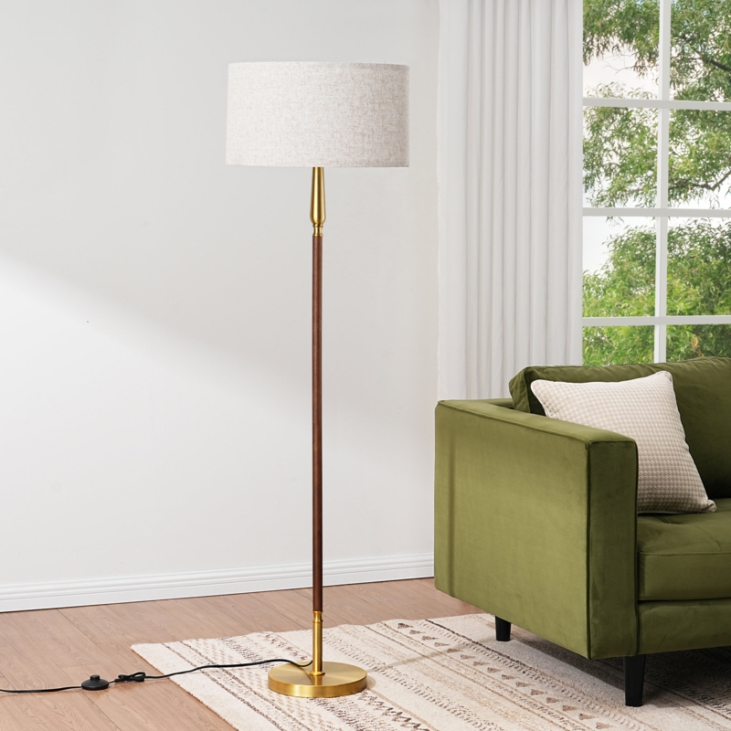 Floor Lamp Dimmable Brushed Nickel with Remote Control