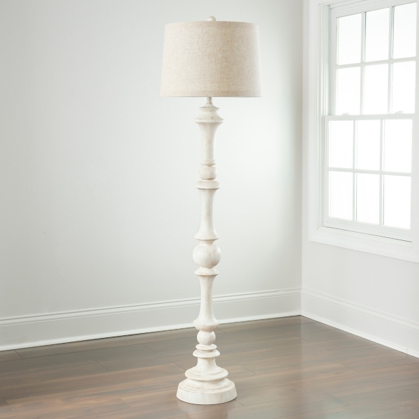 Floor Lamp Distressed Ivory Turned Post French Country Lighting