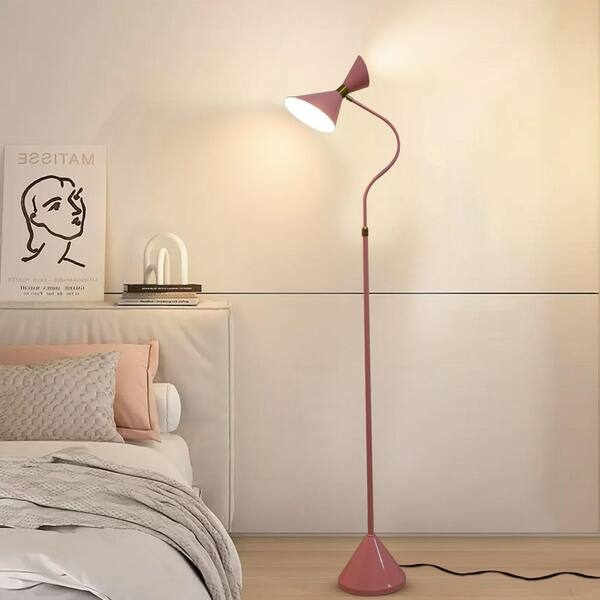 Floor Lamp Dual Arc Silhouette Matte Finish Dome Shades Modern