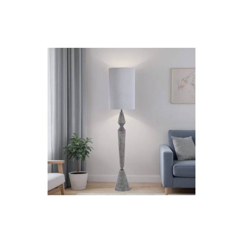 Floor Lamp Faux Wood Tapered Base Rustic Farmhouse Lighting