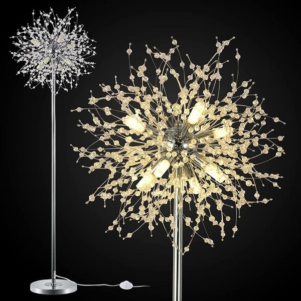 Floor Lamp Firework Design Polished Silver Glam Contemporary Warm Glow
