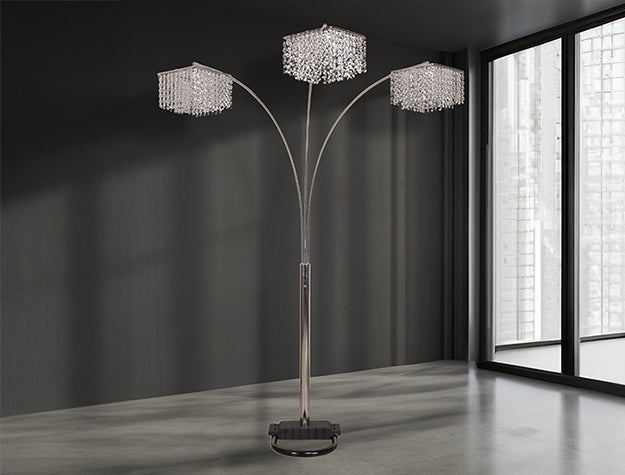 Floor Lamp Five Arm Arch Crystal Encrusted Globes Polished Chrome Glam