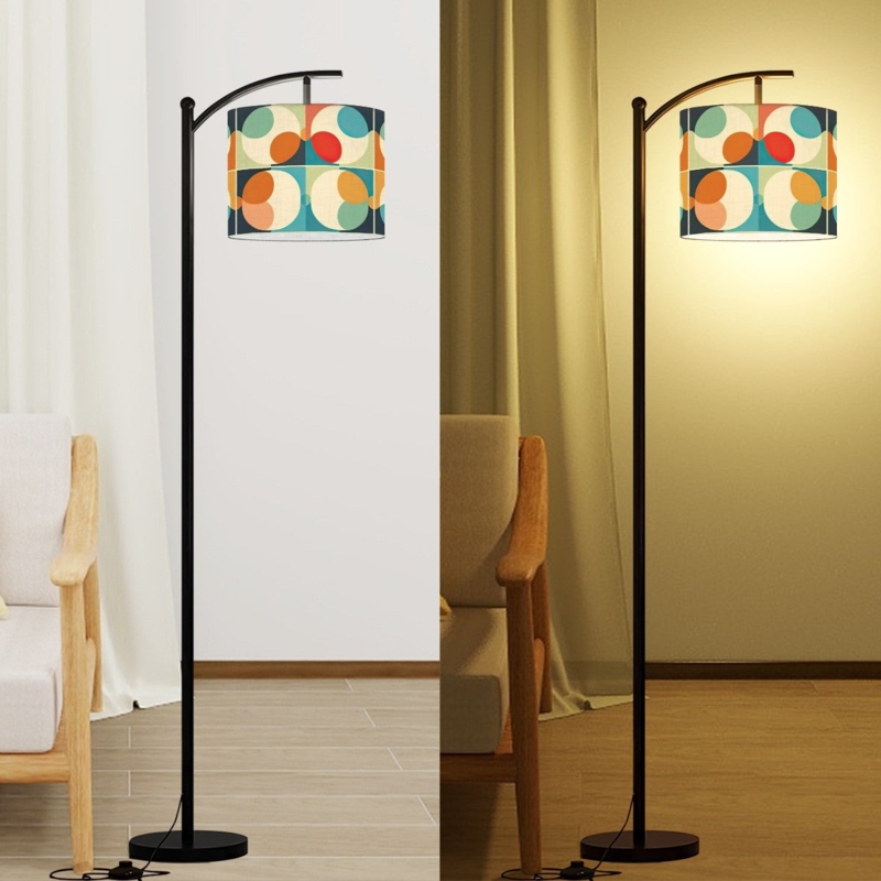 Floor Lamp Five Light Arc Chrome Capped Orbs Space Age Retro