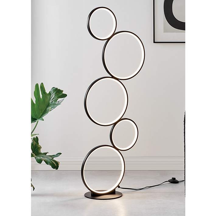 Floor Lamp Five Light Configuration Adjustable Arched Arms Black LED