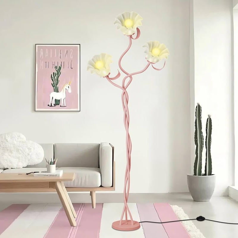 Floor Lamp Flower Petal Shades Adjustable Gooseneck Arms Whimsical