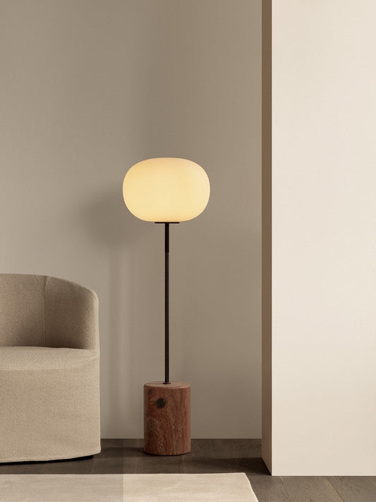 Floor Lamp Frosted Glass Globe Shade Brass Dimmer Scandinavian Style