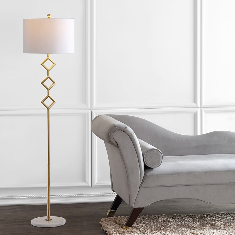 Floor Lamp Geometric Faceted Element Gold Leaf Finish Glam