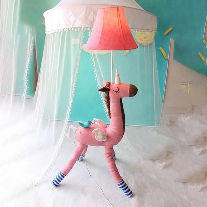 Floor Lamp Giraffe Shape Spotted Fabric Shade Whimsical Nursery Decor