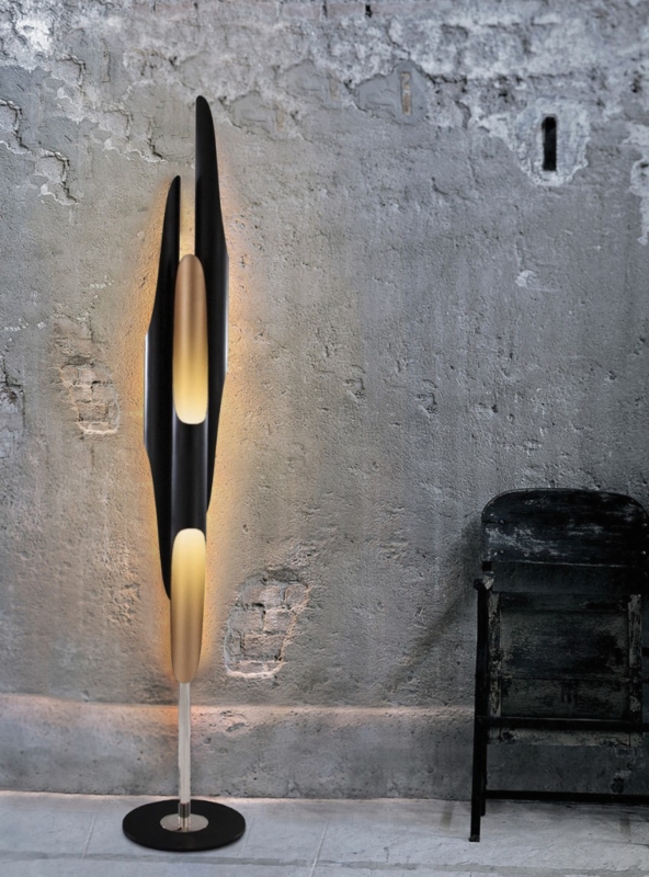 Floor Lamp Gold Multi-Light Arch Cylindrical Shades Glam