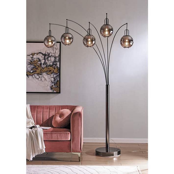 Floor Lamp Gunmetal Finish Five Light Arc Oversized Industrial Style
