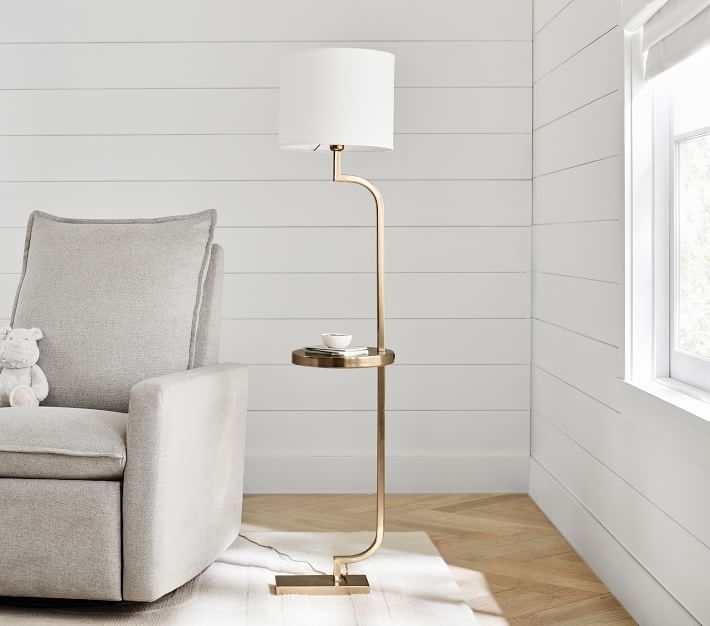 Floor Lamp in Polished Gold Finish with Tiered Base for Nursery