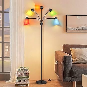 Floor Lamp Industrial Matte Black Multi Arm Cylindrical Shades