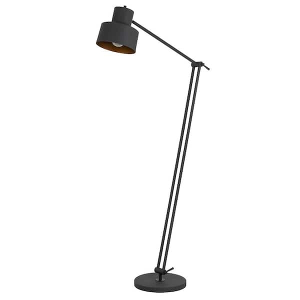 Floor Lamp Industrial Swing Arm Matte Black Finish with Task Shade