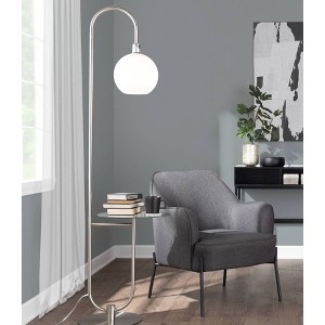Floor Lamp, Integrated Glass Shelf with Polished Nickel Finish