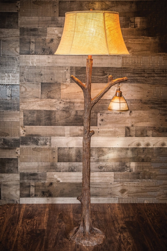 Floor Lamp Integrated Night Light Tree Branch Base Rustic Style