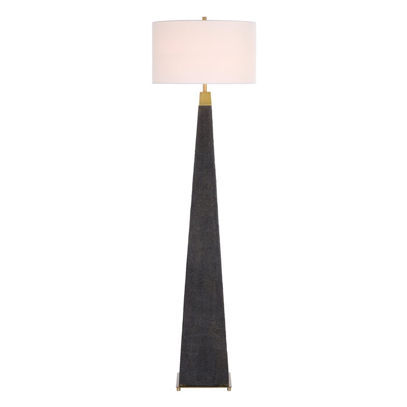 Floor Lamp Integrated Shelf Espresso Wood Toned Tapered Base Design
