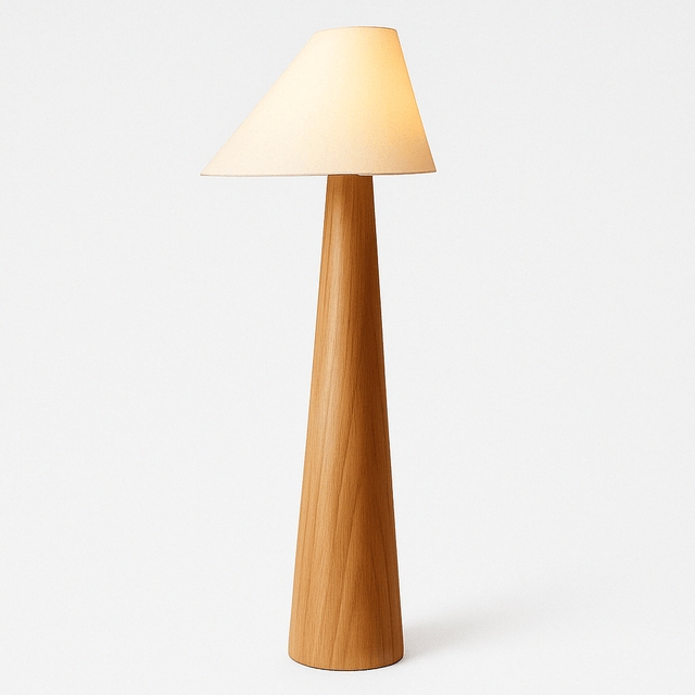 Floor Lamp Interlocking Wood Frame Cylindrical Shade