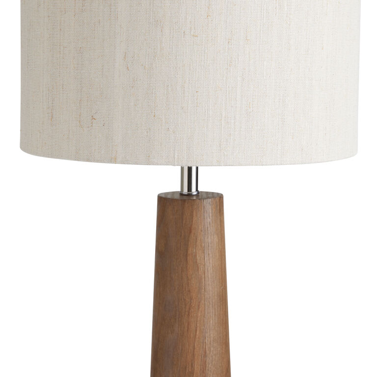 Floor Lamp Jute Shade Tapered Wood Toned Base Organic Modern Decor