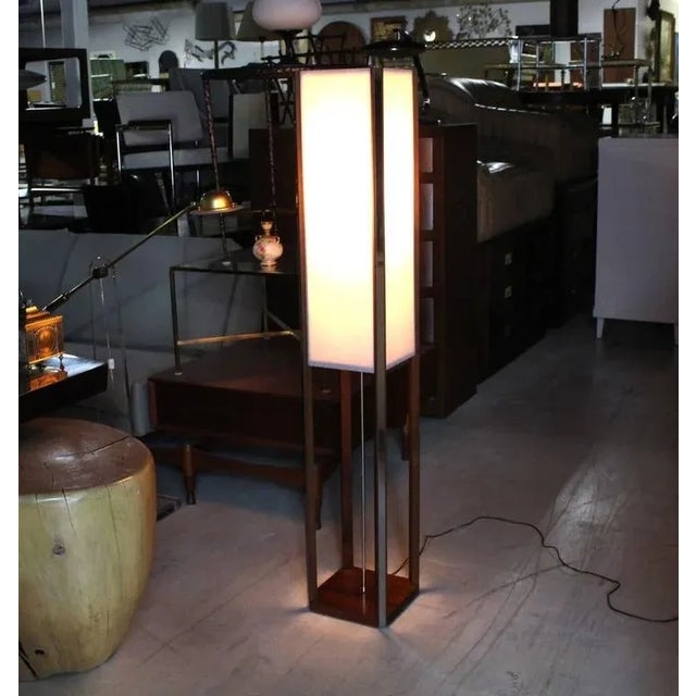Floor Lamp Lattice Frame Japanese Inspired Wood Toned Shoji Style