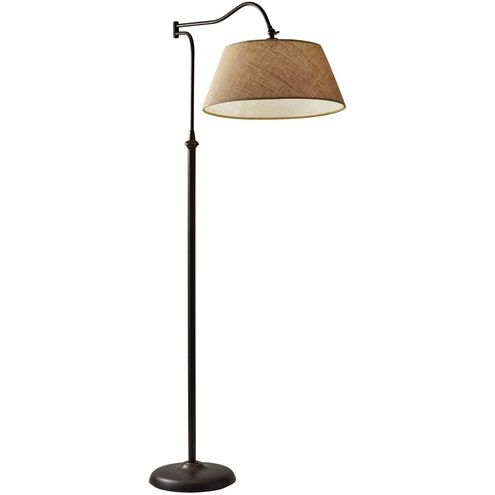 Floor Lamp Leather Wrapped Pole Stitched Detail Rustic Industrial