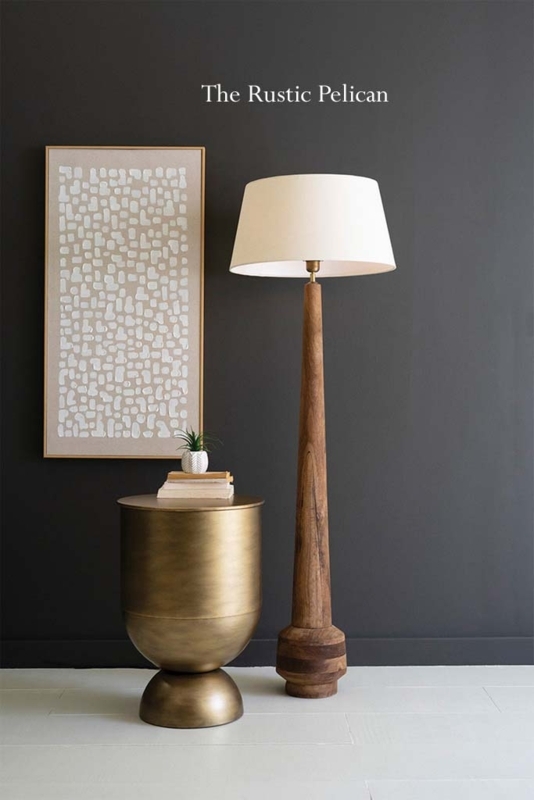 Floor Lamp Light Wood Finish Tripod Base Modern Farmhouse Style