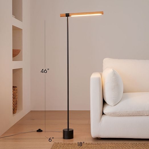 Floor Lamp Linear Wood Body Integrated LED Antique Bronze Architectural