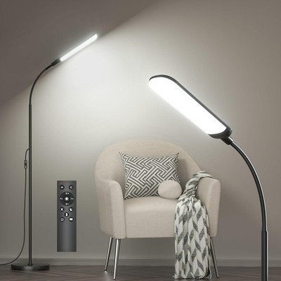 Floor Lamp Matte Black Conical Shade Arched Neck Minimalist