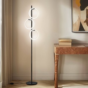 Floor Lamp Matte Black Halo Ring Head Sculptural LED Design Slim