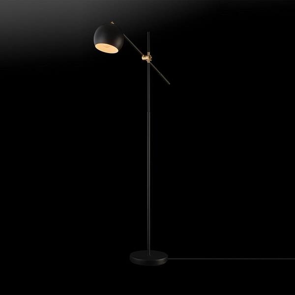 Floor Lamp Matte Black Metal Brass Pivot Accents Sophisticated Nook