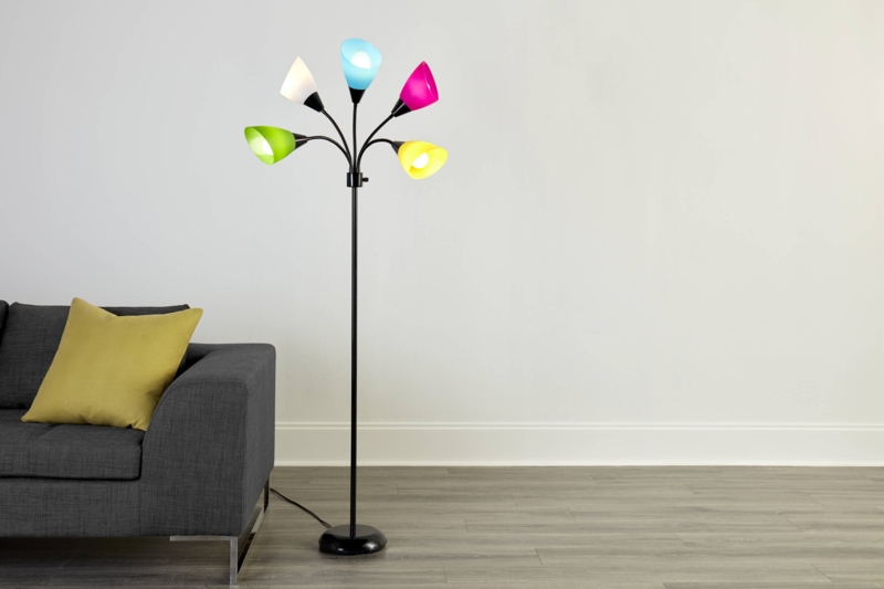 Floor Lamp Matte Black Multi Head Adjustable Gooseneck