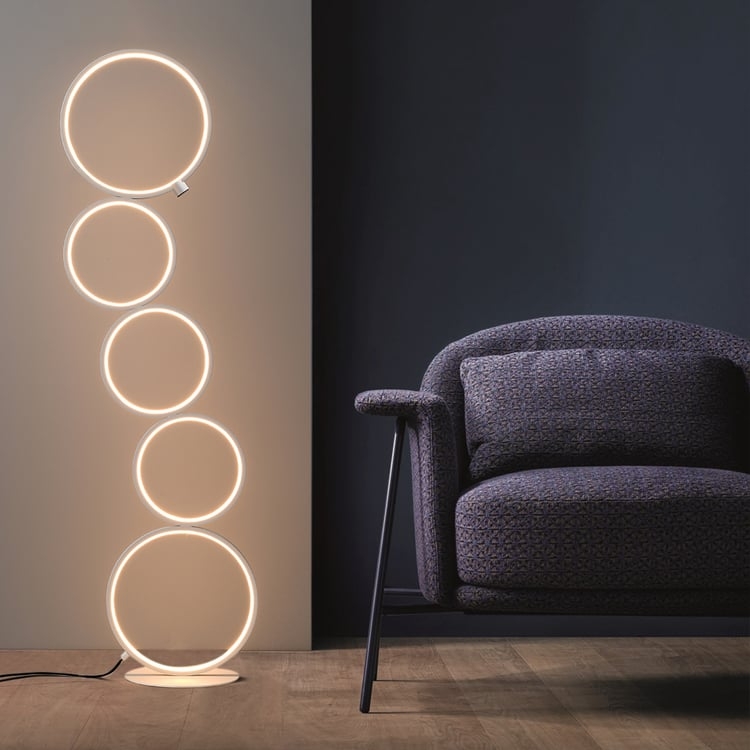 Floor Lamp Matte White Intersecting Loop Heads Geometric Standing