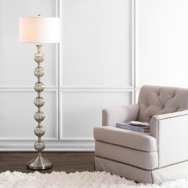 Floor Lamp Mercury Glass Base Silver Finish Glam Lighting Decor