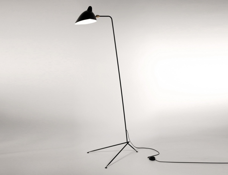 Floor Lamp Mid-Century Modern Sculptural Shell Shade Curved Arm