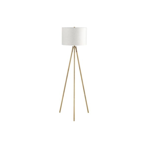 Floor Lamp Mid Century Style Brushed Metal Drum Shade Lighting