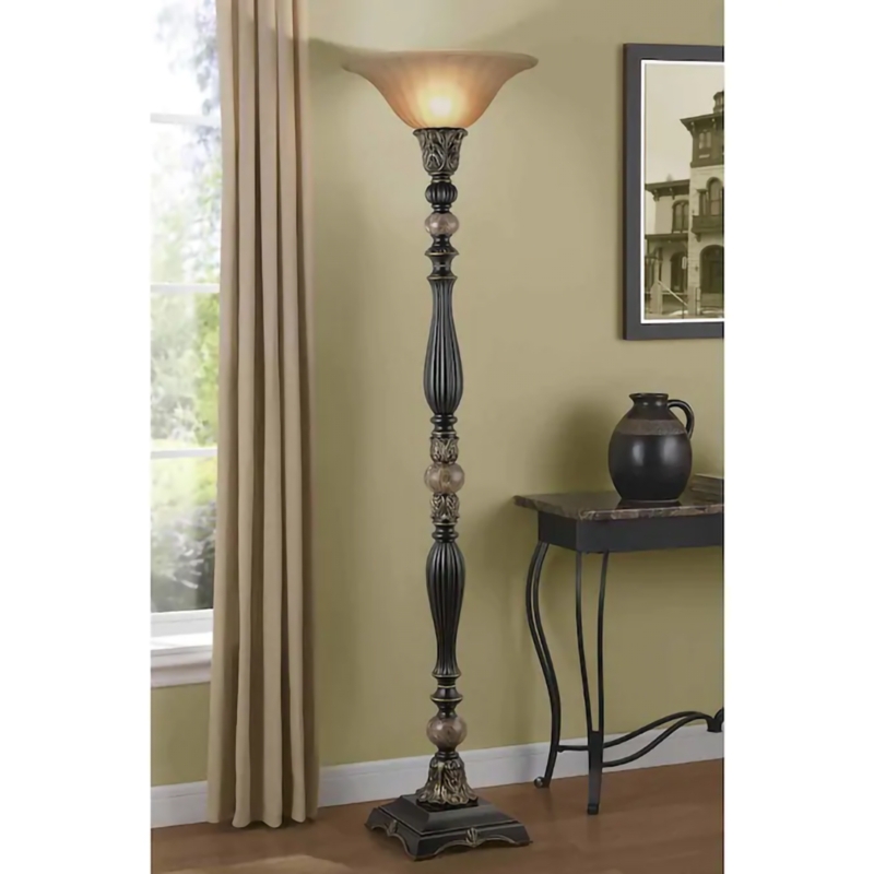 Floor Lamp: Minimalist Matte Black Metal with Curved Adjustable Arm
