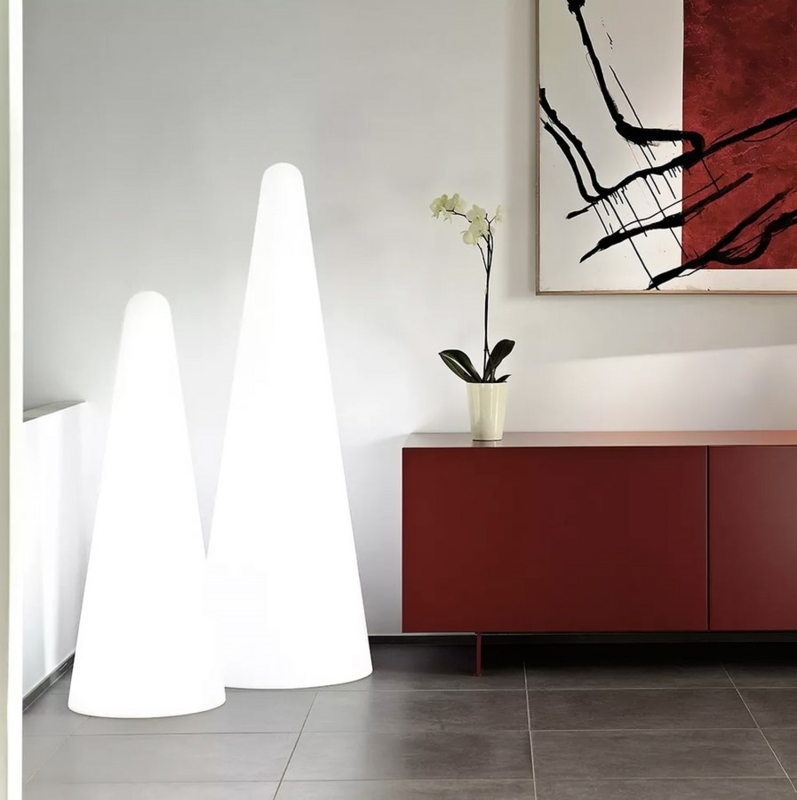 Floor Lamp: Modern Outdoor Glowing Body Conical Shape White Patio