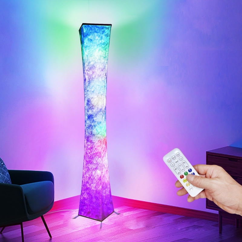 Floor Lamp Modern RGB Purple Glow Integrated LED Cylindrical