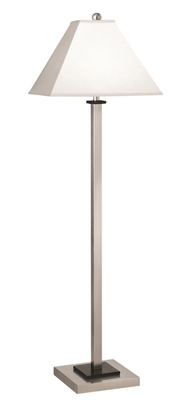 Floor Lamp Modern Two Tone Brushed Steel Black Accents Drum Shade