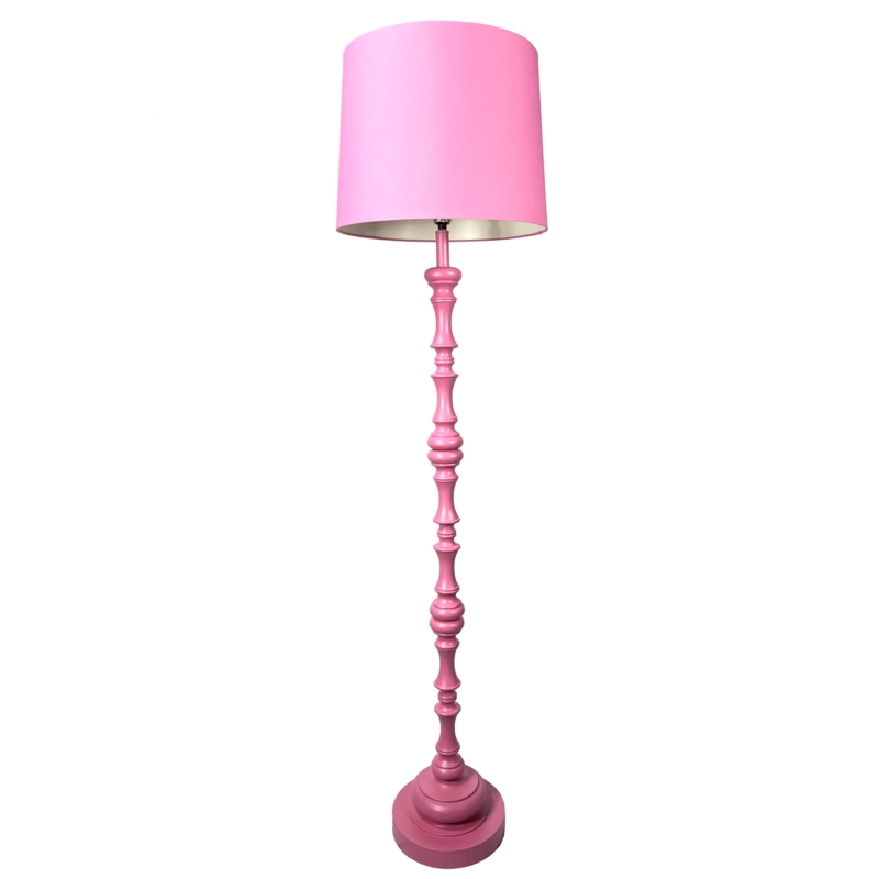 Floor Lamp Monochromatic Pastel Finish Tiered Round Base Drum Shade