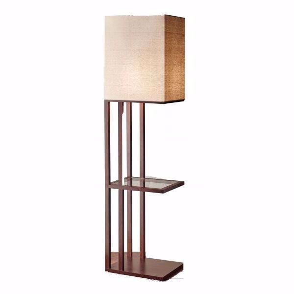 Floor Lamp Multi Functional Open Frame Cream Fabric Shade Square