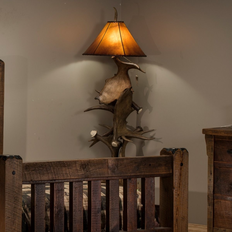 Floor Lamp Natural Moose Paddle Base Antler Construction Rustic