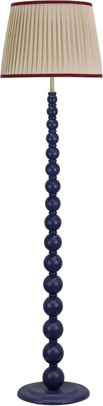 Floor Lamp Navy Base Turned Column Pleated Shade Farmhouse Style