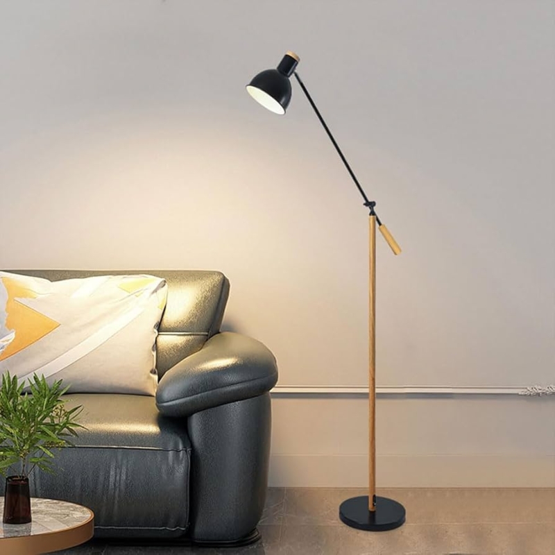 Floor Lamp Nordic Adjustable Cantilever Arm Black Cone Shade
