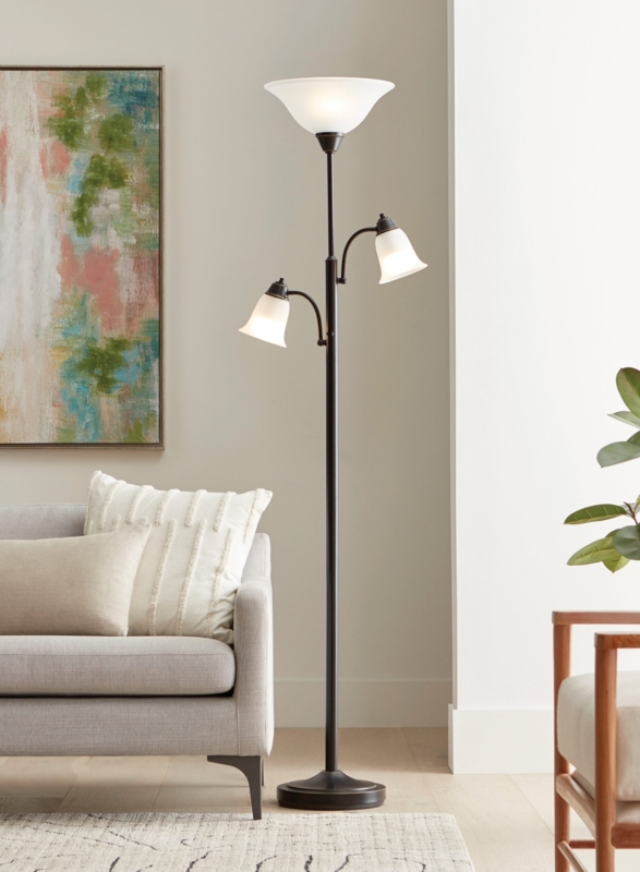 Floor Lamp Oil Rubbed Bronze Candlestick Base Tan Tapered Drum Shade